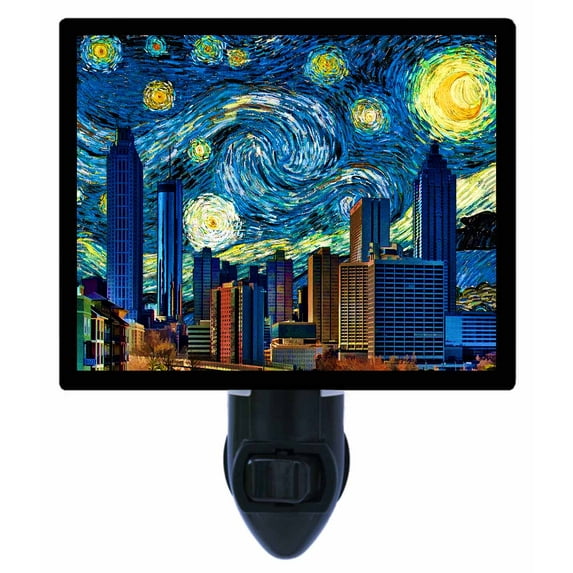 Night Light - Atlanta Starry Night. | Van Gogh Theme, Includes Free Switchable Insert, 4W Bulb, E12 Base