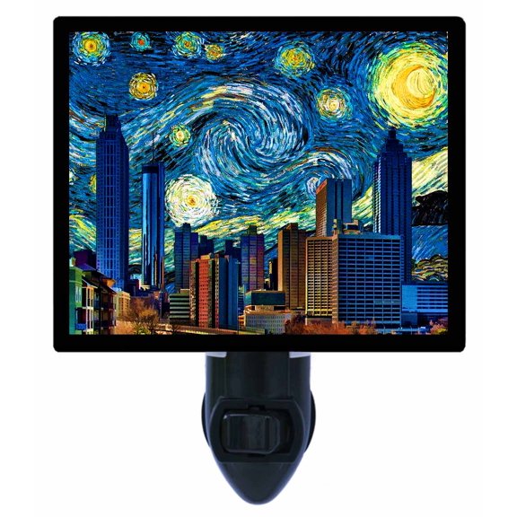 Night Light - Atlanta Starry Night. | Van Gogh Theme, Includes Free Switchable Insert, 4W Bulb, E12 Base
