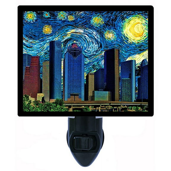 Night Light - Houston Starry Night. | Van Gogh Theme, Includes Free Switchable Insert, 4W Bulb, E12 Base