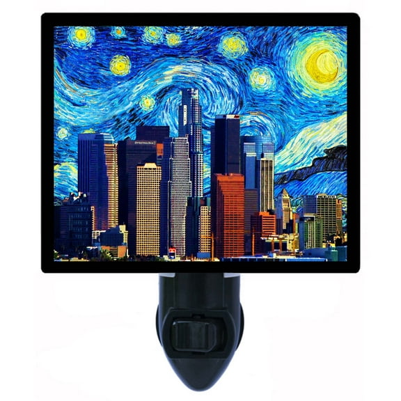 Night Light - London Starry Night. | Van Gogh Theme, Includes Free Switchable Insert, 4W Bulb, E12 Base