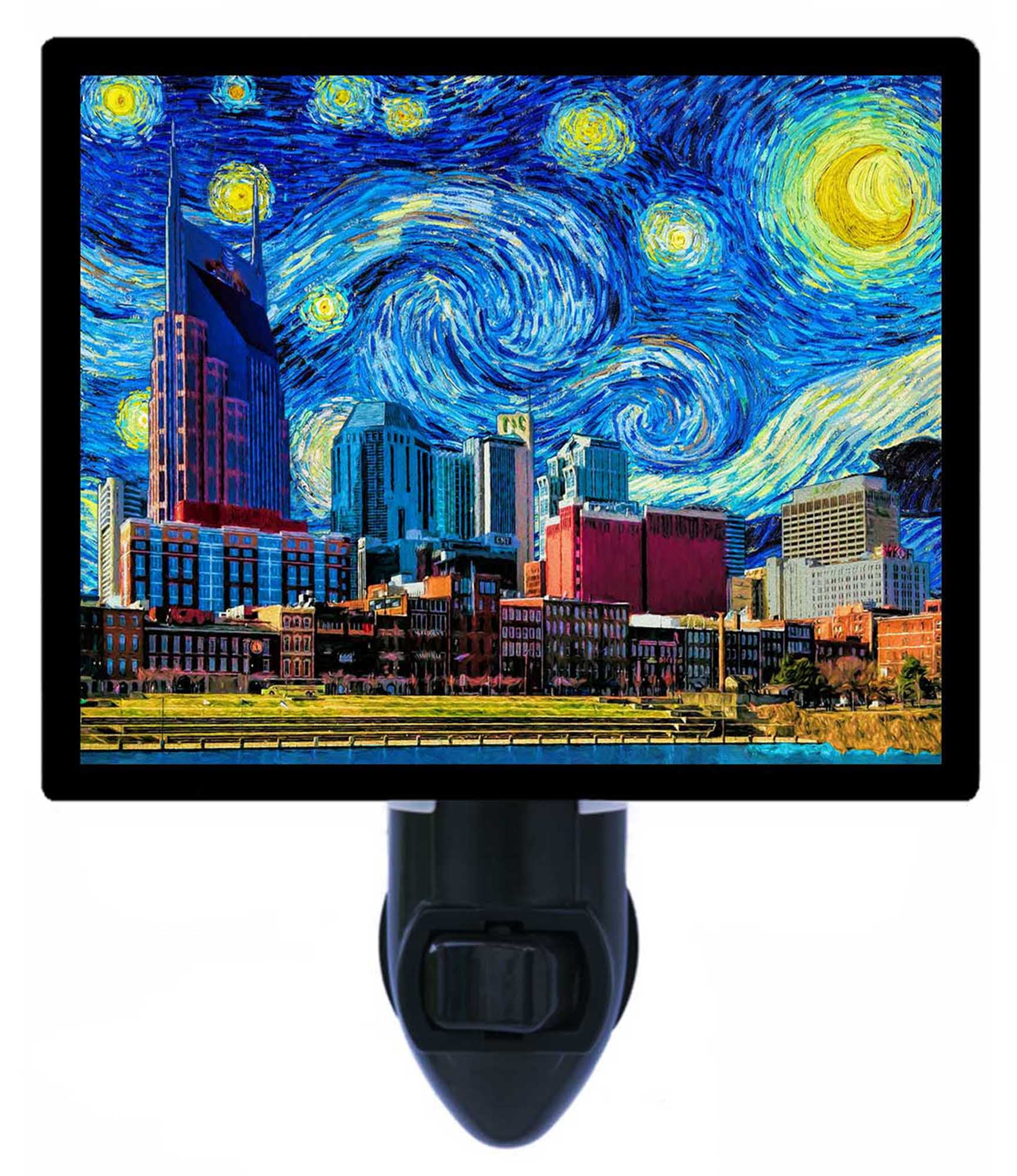Night Light - Nashville Starry Night. | Van Gogh Theme, Includes Free Switchable Insert, 4W Bulb, E12 Base
