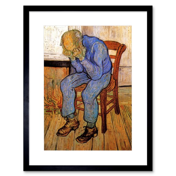 Van Gogh Old Man Sorrow Threshold Eternity 1890 Artwork Framed Wall Art Print 9X7 Inch