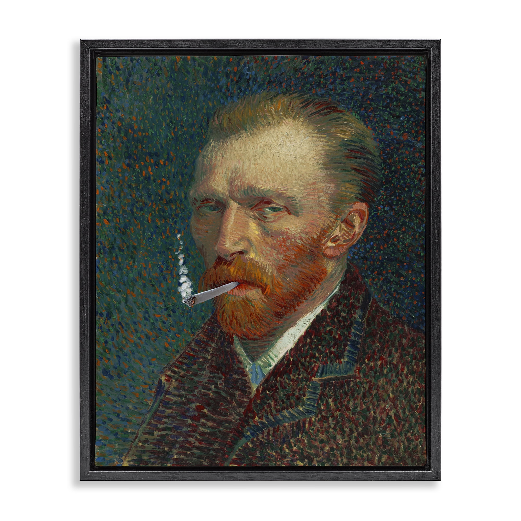 Van Gogh Portrait with Smoke Black Framed Floater Canvas Wall Art, design by Masters Redux