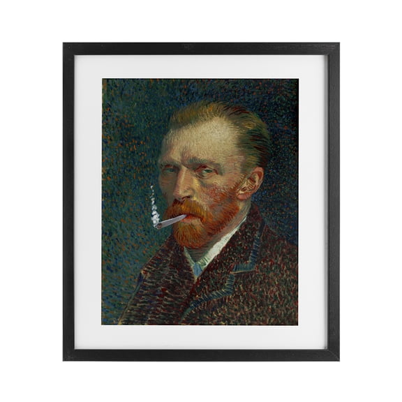 Van Gogh Portrait with Smoke Black Framed Print Under Glass, design by Masters Redux