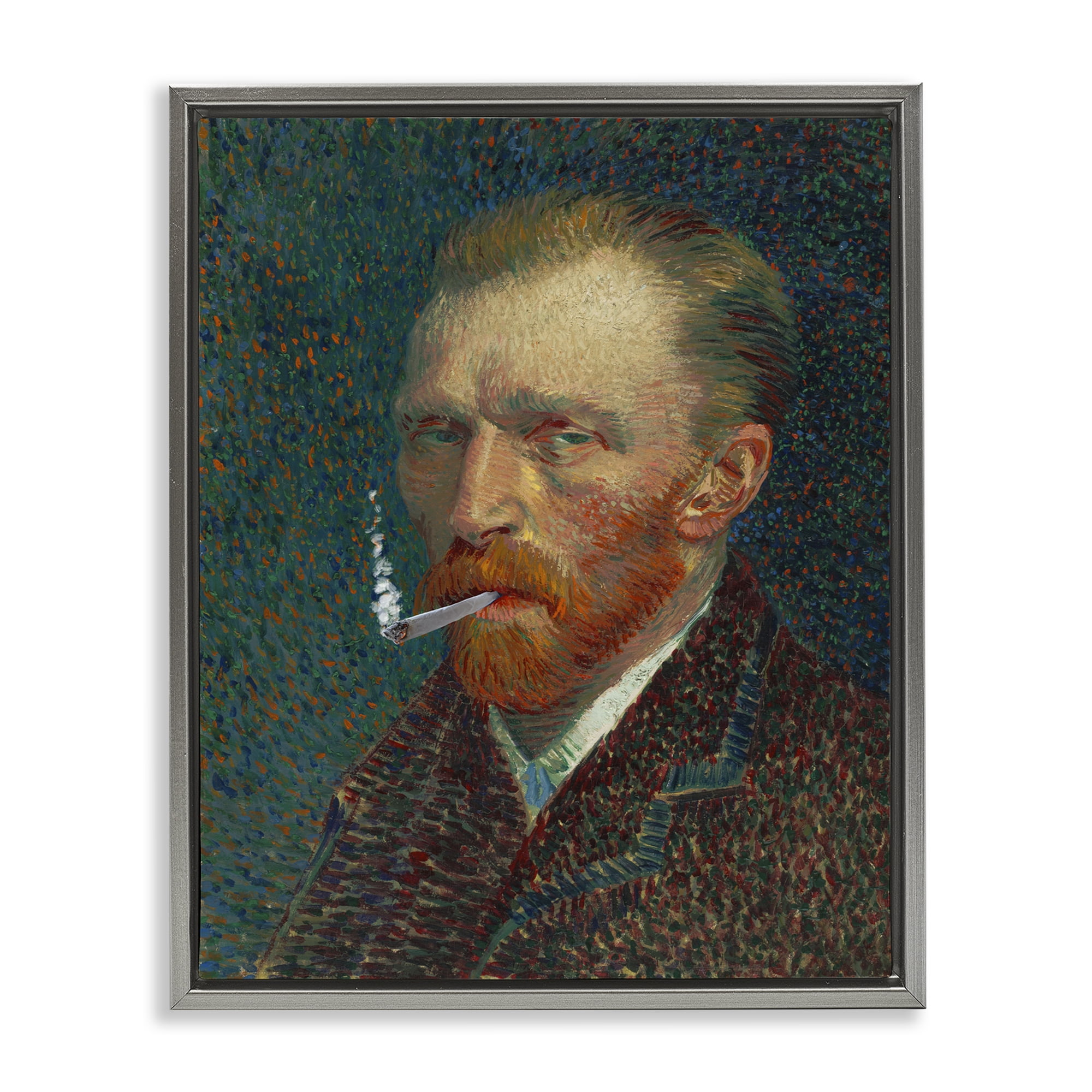 Van Gogh Portrait with Smoke Gray Framed Floater Canvas Wall Art, design by Masters Redux