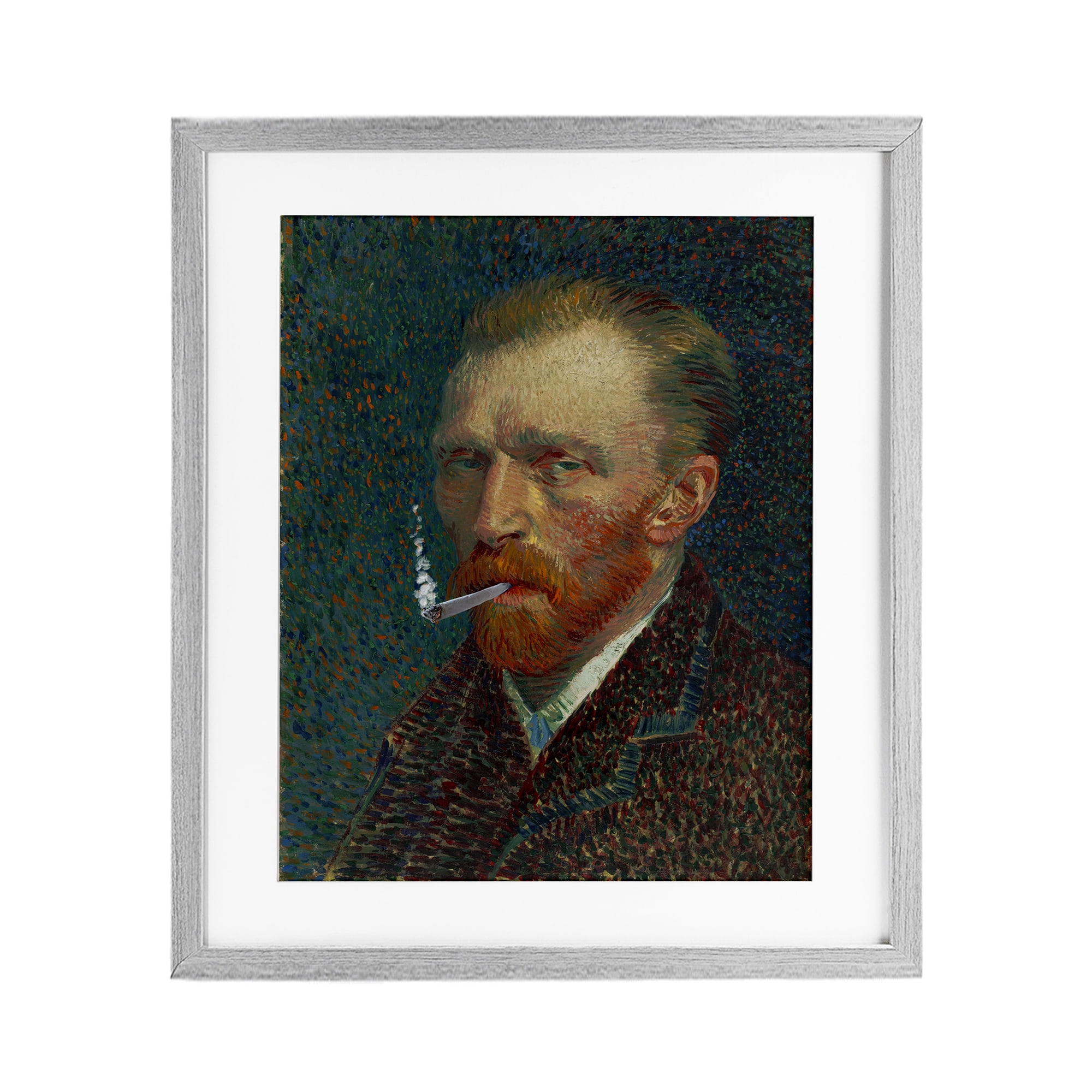Van Gogh Portrait with Smoke Gray Framed Print Under Glass, design by Masters Redux
