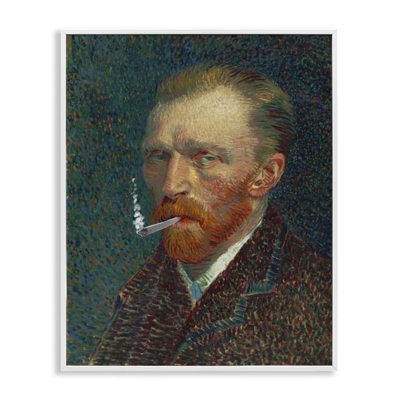 Van Gogh Portrait with Smoke White Framed Giclee Art, design by Masters Redux