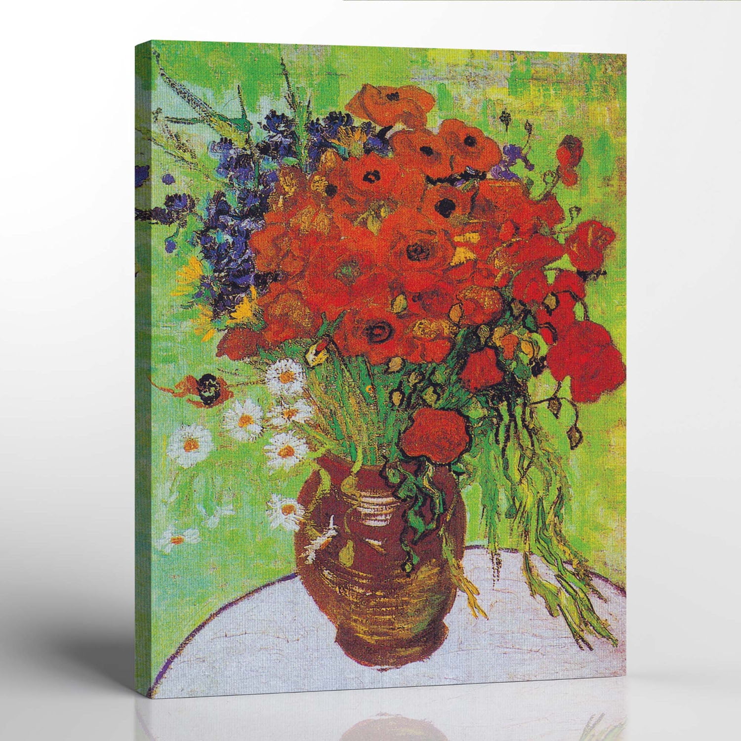 Vincent Van Gogh Red Poppies and Daisies Framed Canvas Print