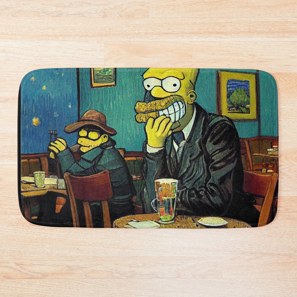 Van Gogh Simpsons laughing in the cafe Bath Mat Funny Mats for Entrance Way 20X31.5 inch