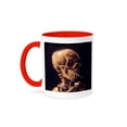 thumbnail image 1 of 3dRose, van Gogh - Skull of a Skeleton with Burning Cigarette, 15oz Two-Tone Red Mug, 1 of 7