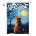 thumbnail image 1 of Van Gogh Starry Cat Welcome Garden Flag 12 x 18 inch Double Sided Oil Paint Cat Yard Flags Small Burlap Flag for Outside Decor (Starry Cat), 1 of 7