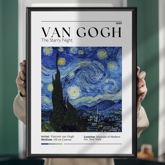Van Gogh Starry Night Art Print: Famous Painting, Classic Wall Decor UNFRAMED PAPER POSTER, Home Decor, Vintage Gift, Living Room Dercor