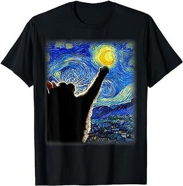Van Gogh Starry Night Cat T-Shirt - Classic Fit, Cat Lover/Mom/Dad Gift ...