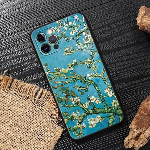 Van Gogh Starry Night Oil Painting Phone Case for iPhone 16 Pro Max, Compatible with iPhone 15 Pro Max/14/16 Plus/15/13P/12/11/7/7P/X/XR/XS Max, Shockproof Silver Acrylic Cover, Premium Texture