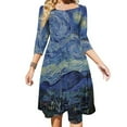 thumbnail image 1 of Van Gogh Starry Night Women's Fall Dresses Casual Loose Flowy Swing Shift Dress, 1 of 9