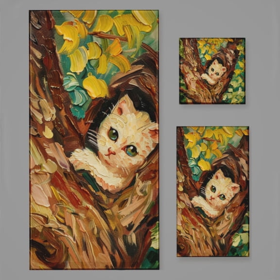 Van Gogh Style Cat In The Tree (41) Bath Towel Sets For Bathroom Hand Towels Fingertip Towels 3 Piece Soft Absorbent For Bathroom Kitchen Hotel Beach