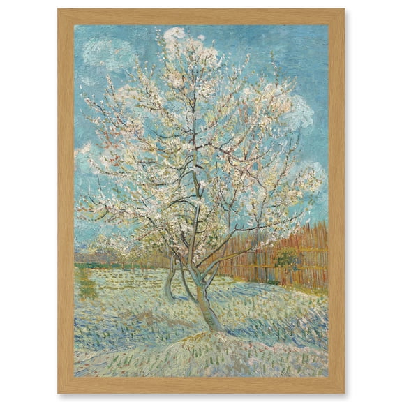 Van Gogh The Pink Peach Tree Painting Artwork Framed Wall Art Print A4