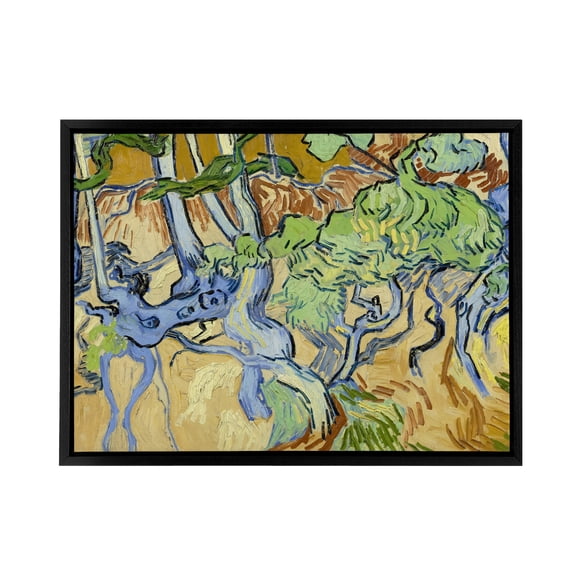 Van Gogh Tree Roots Black Framed Canvas Wall Art Print 24X32"