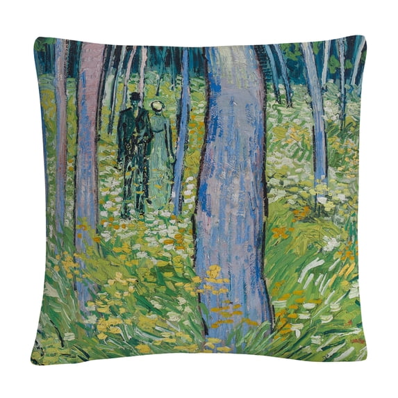 Van Gogh 'Undergrowth With Two Figures' 16 X 16 Decorative Throw Pillow