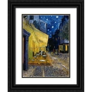Van Gogh, Vincent 12x14 Black Ornate Wood Framed with Double Matting Museum Art Print Titled - Cafe Terrace at Night