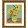thumbnail image 1 of Van Gogh, Vincent 12x14 Gold Ornate Wood Framed with Double Matting Museum Art Print Titled - Three Sunflowers in a Vase, 1888, 1 of 4