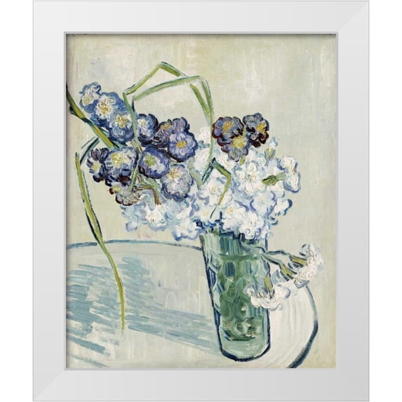 Van Gogh, Vincent 12x14 White Modern Wood Framed Museum Art Print Titled - Still Life, Vase of Carnations