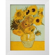 Van Gogh, Vincent 12x14 White Modern Wood Framed Museum Art Print Titled - Sunflowers