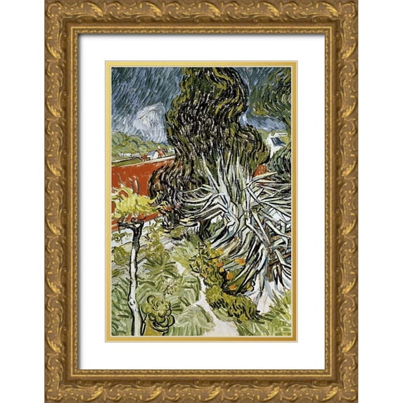 Van Gogh, Vincent 13x18 Gold Ornate Wood Framed with Double Matting Museum Art Print Titled - Dr Gachets Garden at Auvers-Sur-Oise