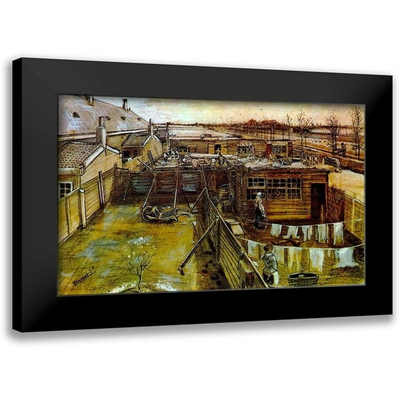 Van Gogh, Vincent 14x10 Black Modern Framed Museum Art Print Titled - Carpenter Workshop Seen From The Artists Studio