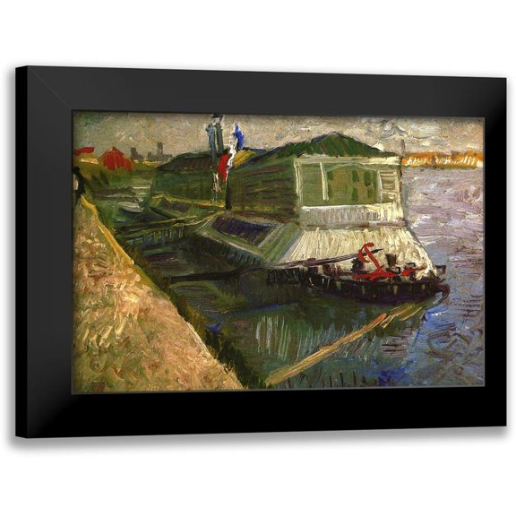 Van Gogh, Vincent 14x11 Black Modern Framed Museum Art Print Titled - Bathing Float On Seine