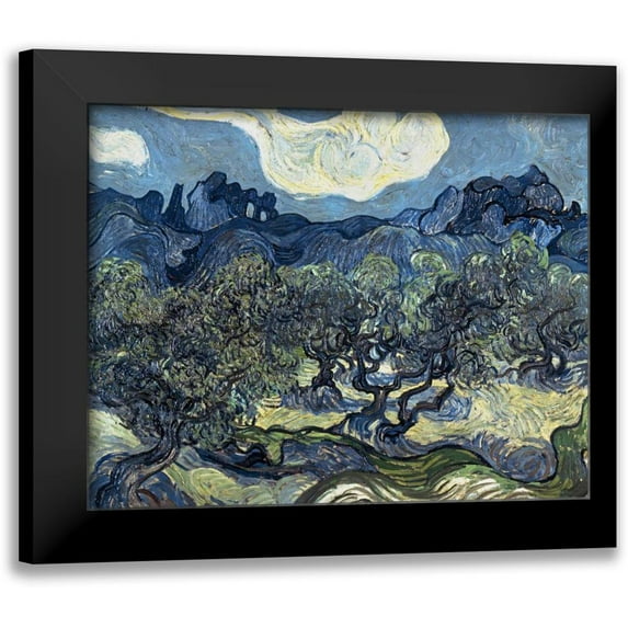 Van Gogh, Vincent 14x12 Black Modern Framed Museum Art Print Titled - Olive Trees With The Alpilles In The Background,Saint-Remy