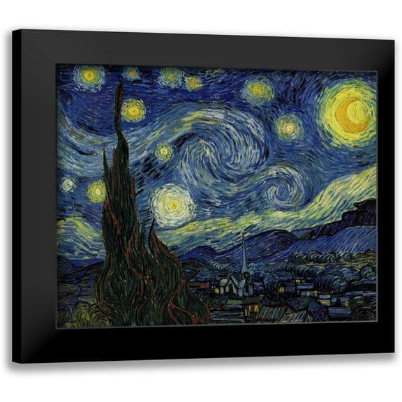 Van Gogh, Vincent 14x12 Black Modern Framed Museum Art Print Titled - Starry Night