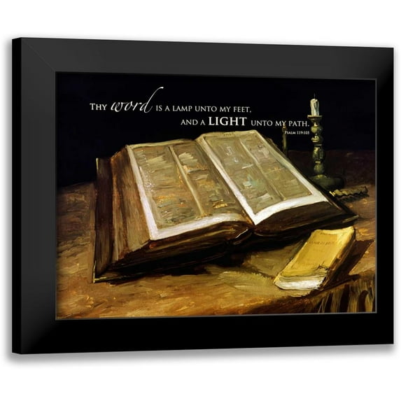 Van Gogh, Vincent 14x12 Black Modern Framed Museum Art Print Titled - The Bible: Still Life with verse