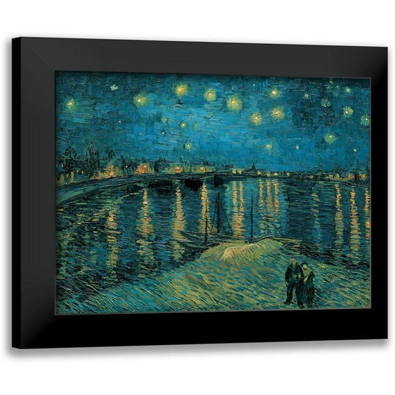 Van Gogh, Vincent 14x12 Black Modern Framed Museum Art Print Titled - The Starry Night