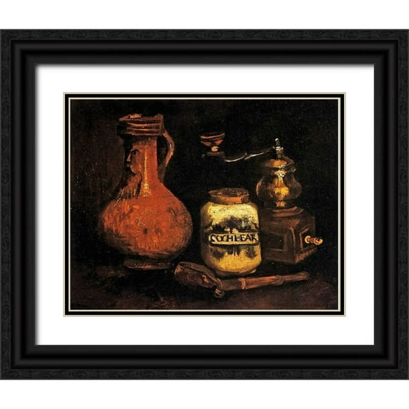 Van Gogh, Vincent 14x12 Black Ornate Wood Framed with Double Matting Museum Art Print Titled - Coffee Mill Pipe Cas Jug