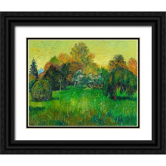 Van Gogh, Vincent 14x12 Black Ornate Wood Framed with Double Matting Museum Art Print Titled - The Poets Garden (1888)