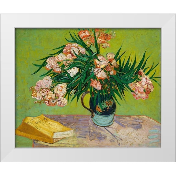 Van Gogh, Vincent 14x12 White Modern Wood Framed Museum Art Print Titled - Oleanders (1888)