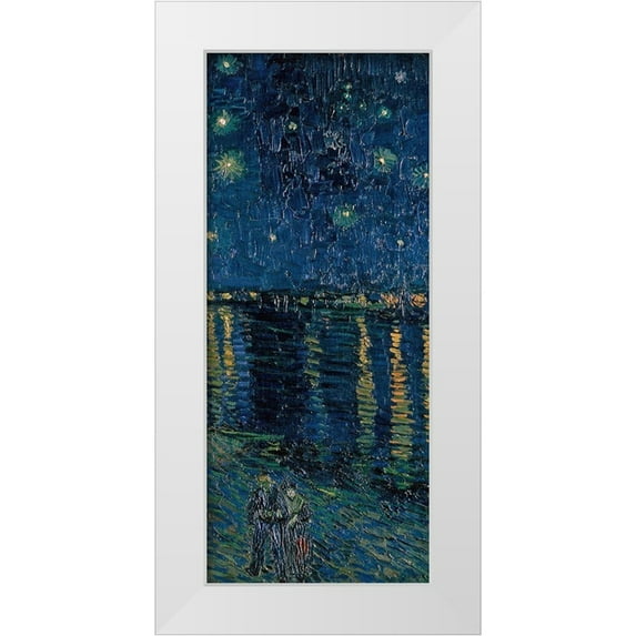 Van Gogh, Vincent 16x32 White Modern Wood Framed Museum Art Print Titled - Starlight Over the Rhone (right)