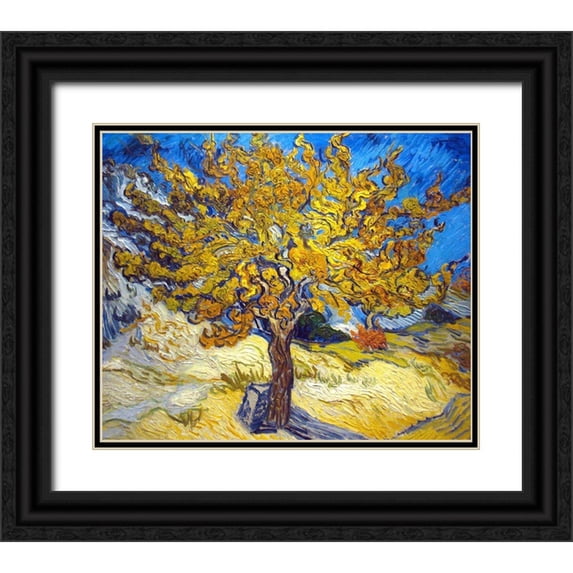 Van Gogh, Vincent 17x15 Black Ornate Wood Framed with Double Matting Museum Art Print Titled - The Mulberry Tree