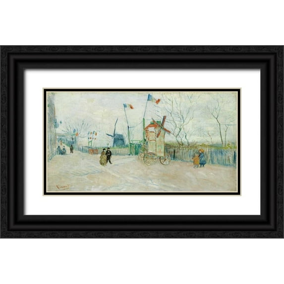 Van Gogh, Vincent 18x11 Black Ornate Wood Framed with Double Matting Museum Art Print Titled - Le Moulin A Poivre