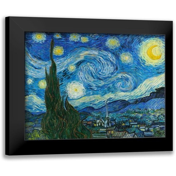 Van Gogh, Vincent 18x15 Black Modern Framed Museum Art Print Titled - The Starry Night