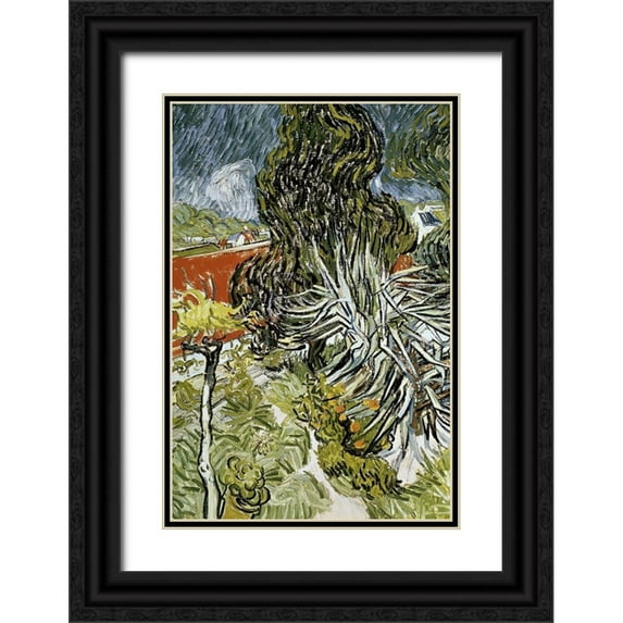 Van Gogh, Vincent 23x32 Black Ornate Wood Framed with Double Matting Museum Art Print Titled - Dr Gachets Garden at Auvers-Sur-Oise