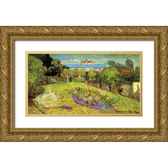 Van Gogh, Vincent 24x15 Gold Ornate Wood Framed with Double Matting Museum Art Print Titled - Daubignys Garden 2