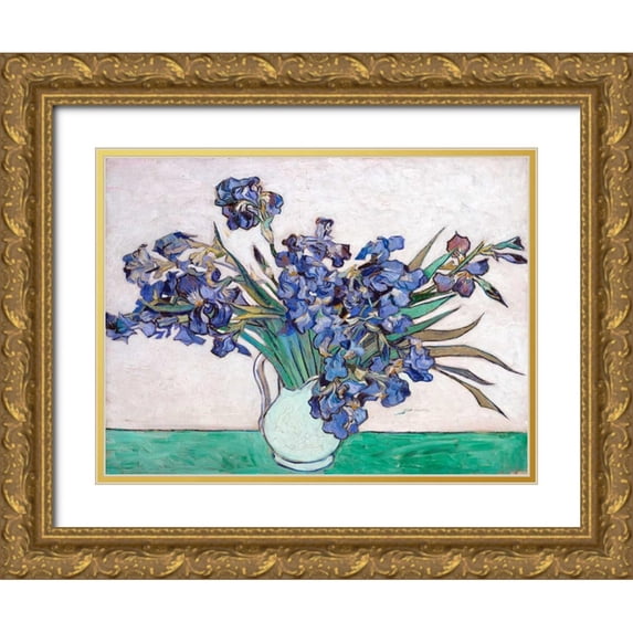 Van Gogh, Vincent 24x19 Gold Ornate Wood Framed with Double Matting Museum Art Print Titled - Irises