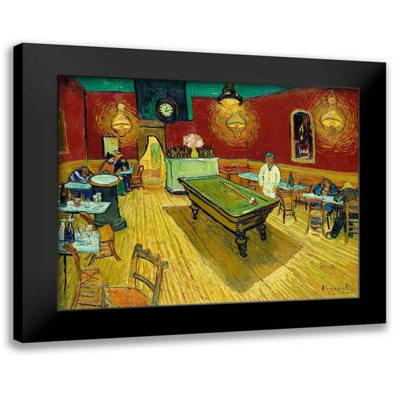 Van Gogh, Vincent 24x20 Black Modern Framed Museum Art Print Titled - Le cafe de nuit (The Night Cafe) (1888)