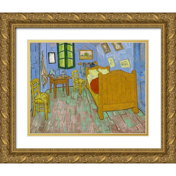 Van Gogh, Vincent 24x20 Gold Ornate Wood Framed with Double Matting Museum Art Print Titled - The Bedroom 1889