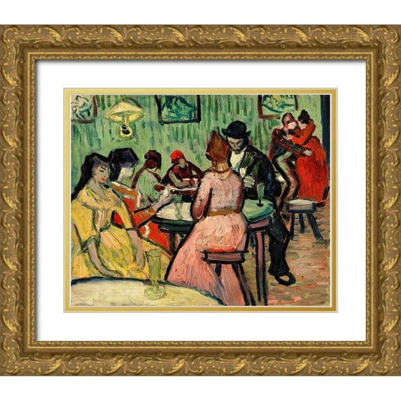 Van Gogh, Vincent 24x20 Gold Ornate Wood Framed with Double Matting Museum Art Print Titled - The Brothel (Le Lupanar) (1888)