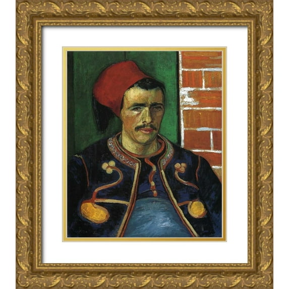 Van Gogh, Vincent 26x30 Gold Ornate Wood Framed with Double Matting Museum Art Print Titled - The Zouave