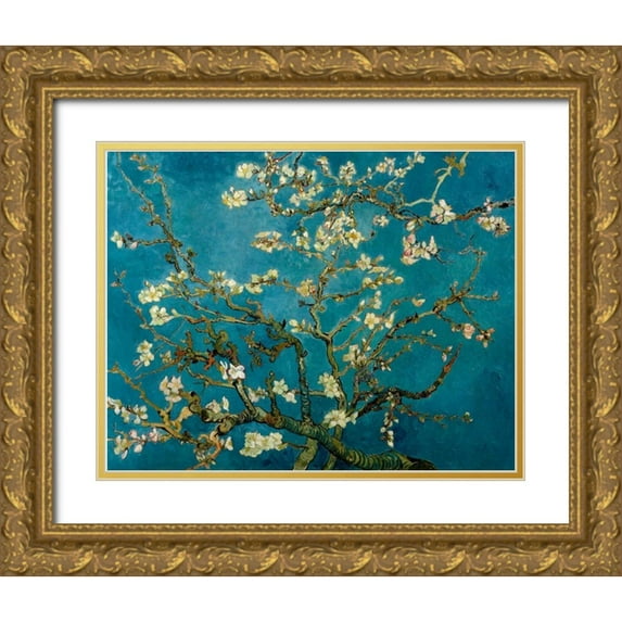 Van Gogh, Vincent 32x26 Gold Ornate Wood Framed with Double Matting Museum Art Print Titled - Blossoming Almond Tree