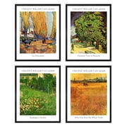 Van Gogh Wall Art 4 Panels,Vincent Van Gogh Print,Wheat Fields Painting,Vincent Van Gogh Poster,Van Gogh Framed Art For Wall Decor